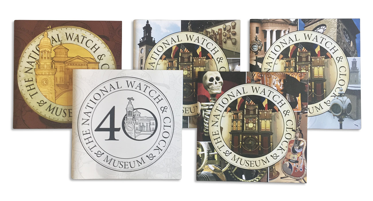 Various covers for the National Watch & Clock Museum's guidebook