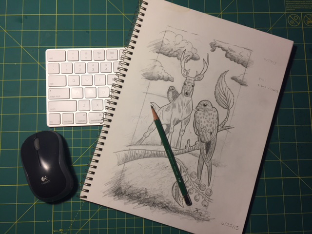 Original sketch of the In Season wine label