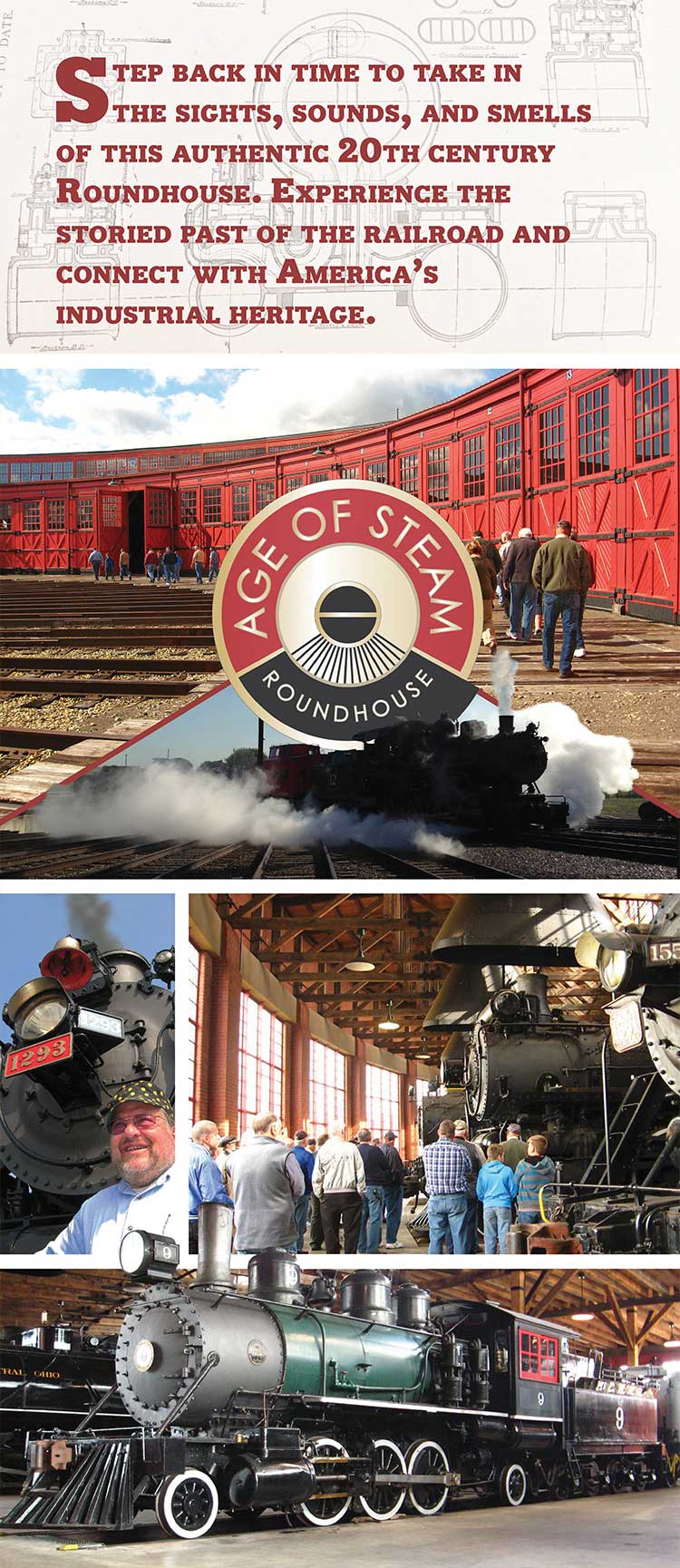 1.5'x 3.45' banner advertising the Age of Steam Roundhouse.