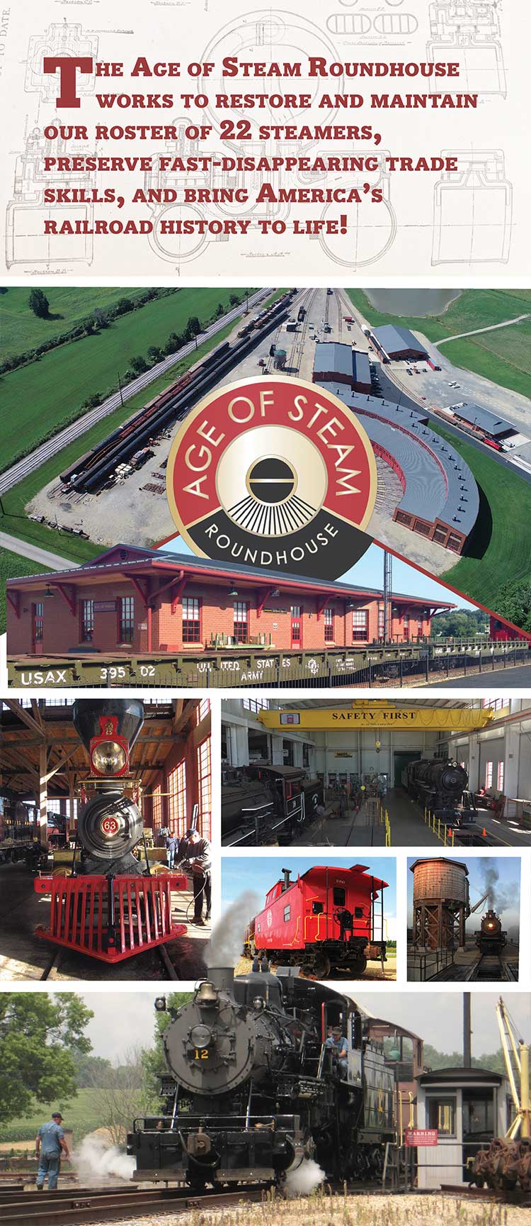 1.5'x 3.45' banner advertising the Age of Steam Roundhouse.