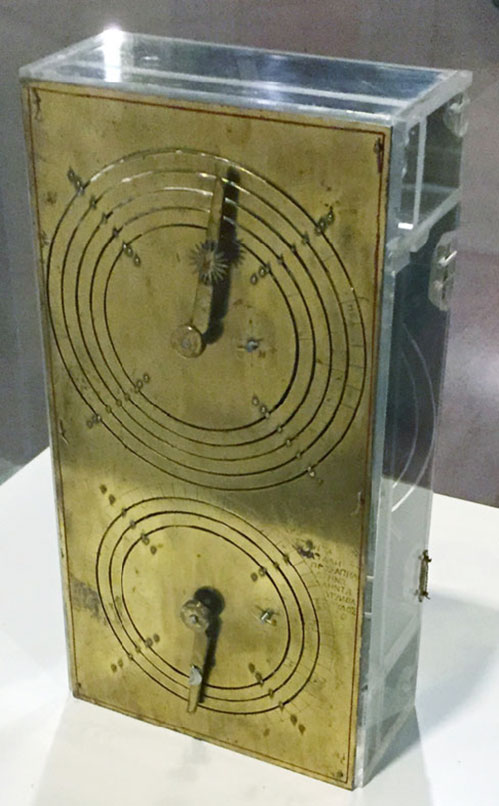 Photo of the first replica of the Antikythera Device at the National Watch & Clock Museum