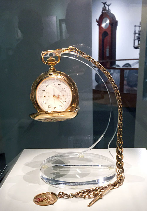 Photo of an Adolph Lange & Söhne multicomplicated pocket watch at the National Watch & Clock Museum